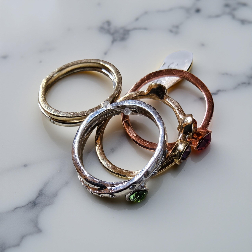 NWOT Stackable Rings in different color tones with Gem Accents - not real